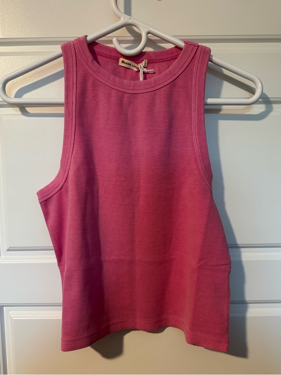 Marine Layer Tops - NWT Marine Layer Ribbed High-Neck Crop Tank Top, Pink, Size Large